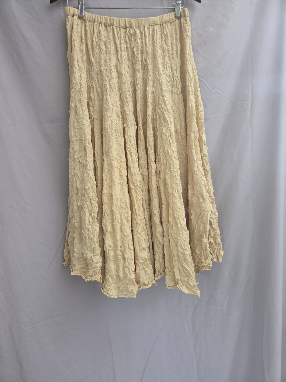 Simon Chang Cream Crinkled Maxi Skirt
